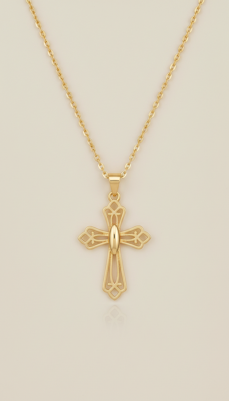 Light Gold Faith-Inspired Pendant Necklace